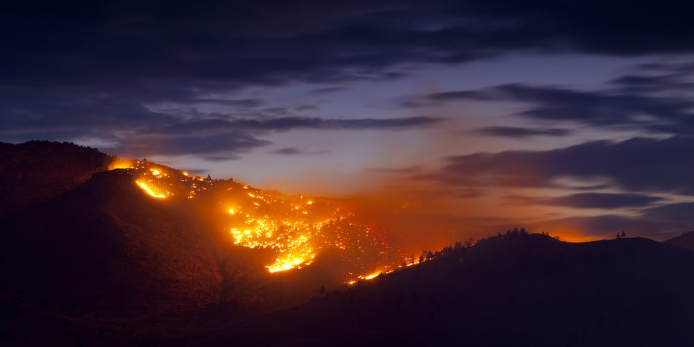 Wildfire in mountains