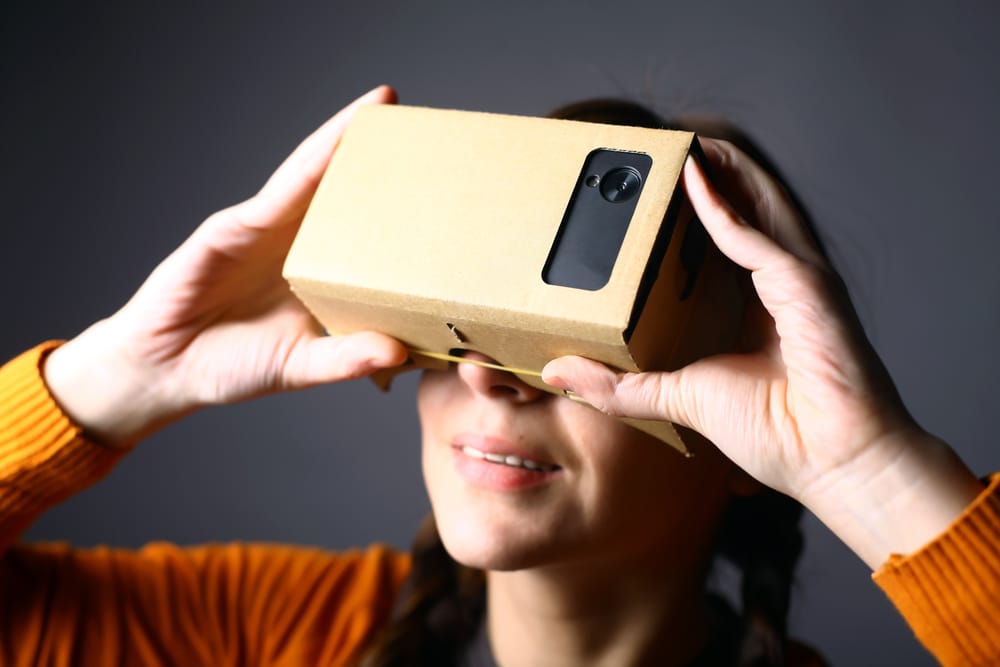 Person looking into a VR box