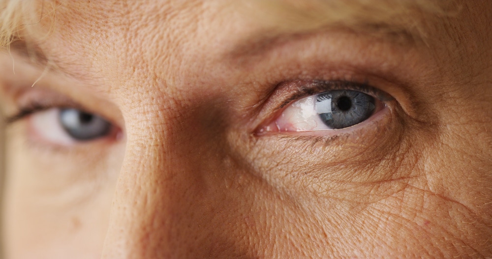 Closeup of a woman's blue eyes